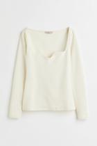 H & M - Fitted Jersey Top - White