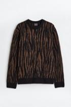 H & M - Regular Fit Jacquard-knit Sweater - Beige