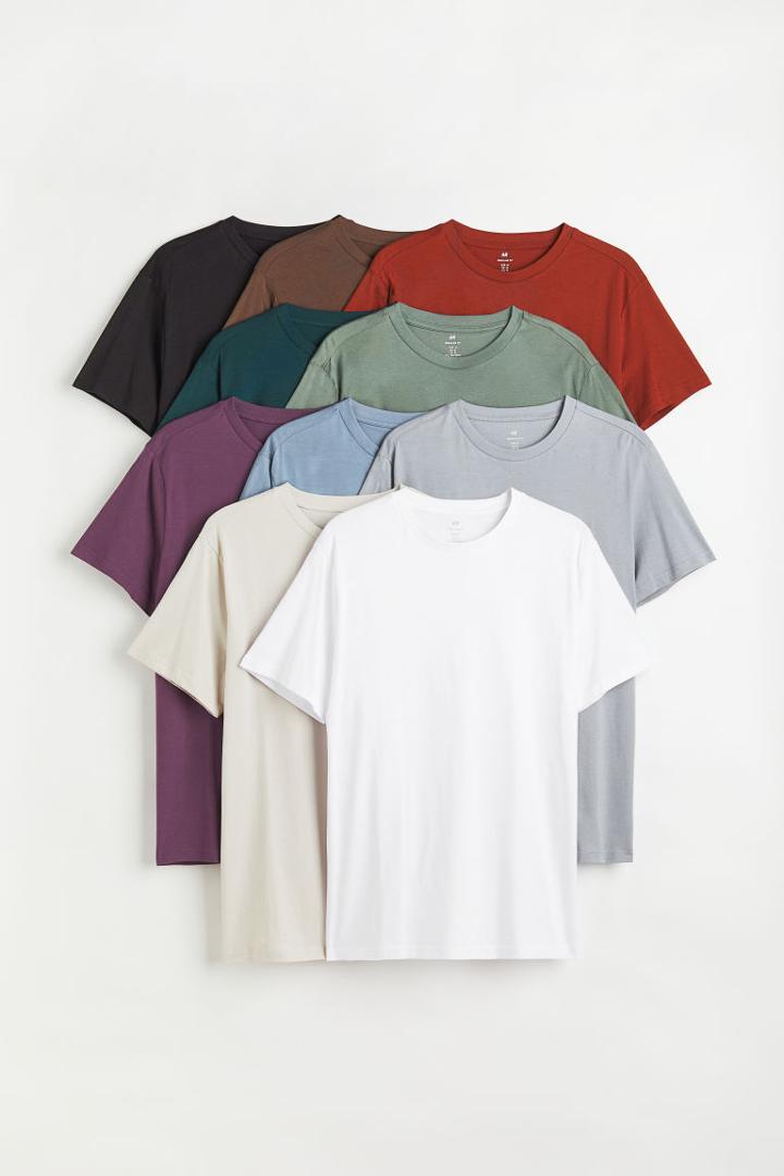 H & M - 10-pack Regular Fit Crew-neck T-shirts - Black