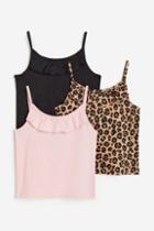 H & M - 3-pack Cotton Tank Tops - Beige