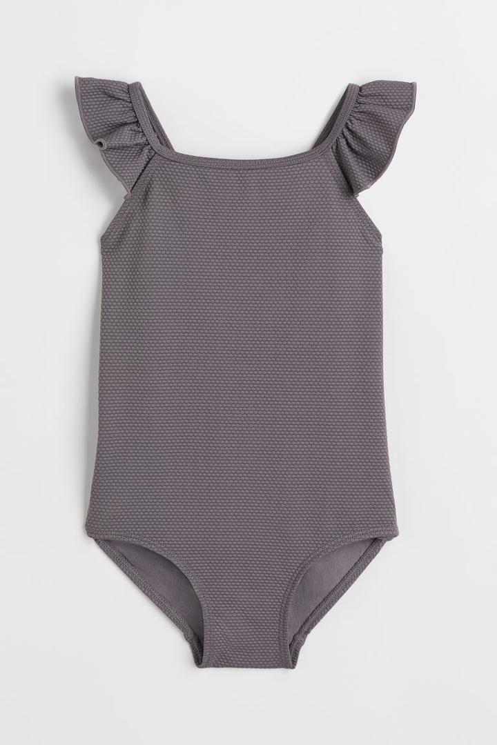 H & M - Flounced Swimsuit - Gray