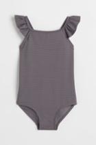 H & M - Flounced Swimsuit - Gray