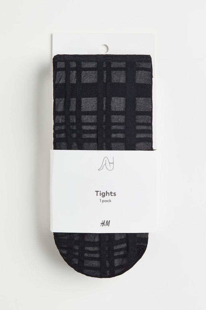 H & M - Patterned Tights - Black