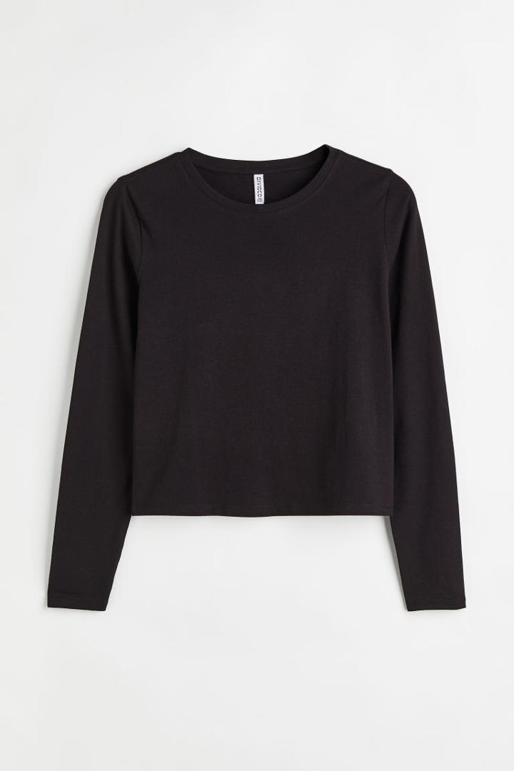 H & M - Short Jersey Top - Black