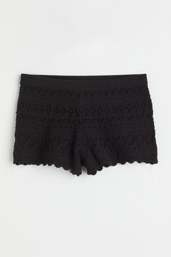 H & M - Crochet-look Shorts - Black