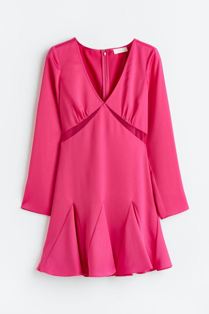 H & M - Crped Satin Dress - Pink