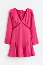 H & M - Crped Satin Dress - Pink