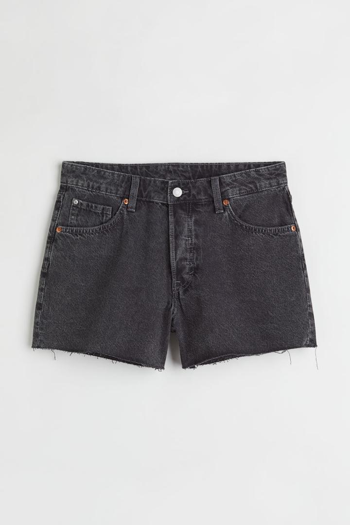 H & M - 90's Boyfriend Low Denim Shorts - Black