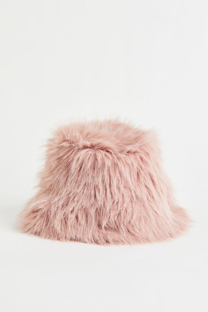 H & M - Fluffy Bucket Hat - Pink