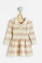 H & M - Fine-knit Cotton Dress - Beige