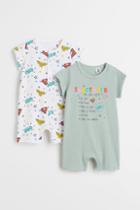 H & M - 2-pack Cotton Jumpsuits - Turquoise