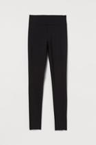 H & M - Zip-hem Leggings - Black