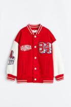 H & M - Appliqud Baseball Jacket - Red