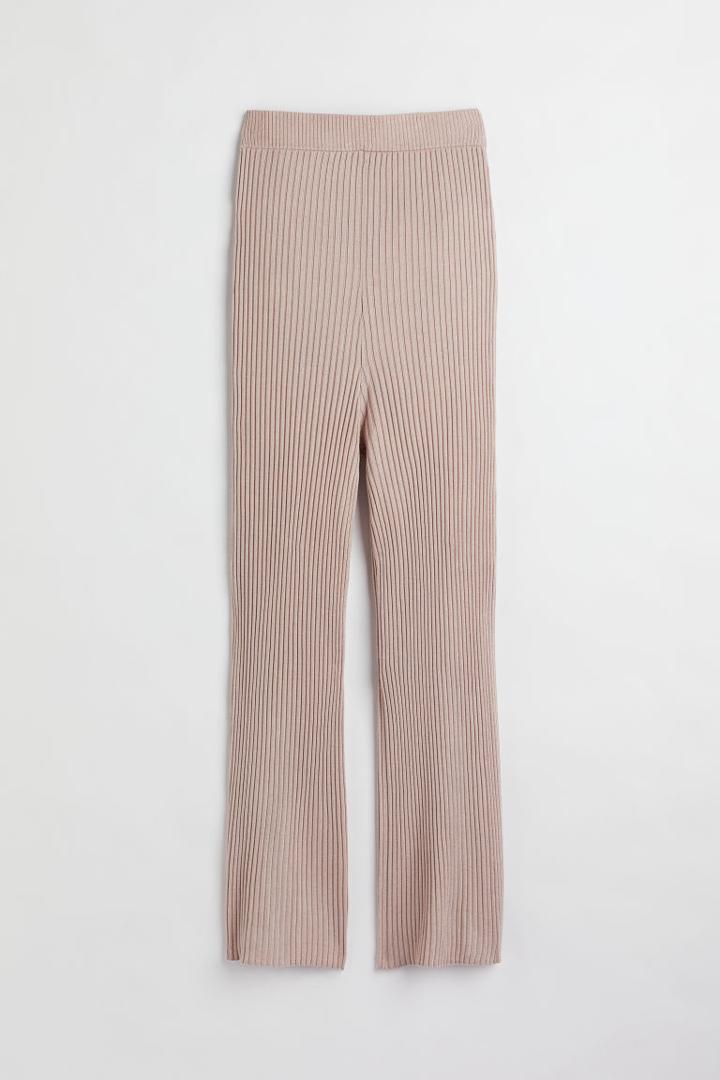 H & M - Mama Rib-knit Pants - Beige