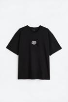 H & M - Relaxed Fit Printed T-shirt - Black