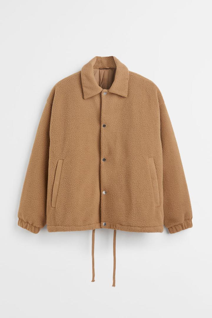 H & M - Padded Fleece Coach Jacket - Green