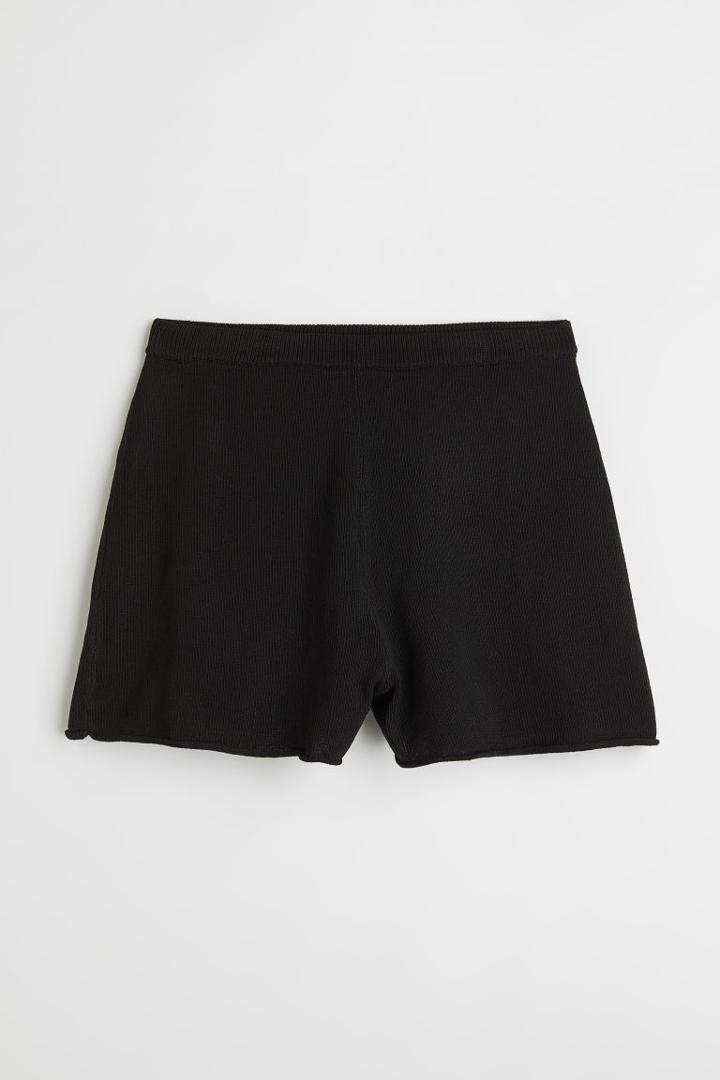 H & M - Fine-knit Shorts - Black