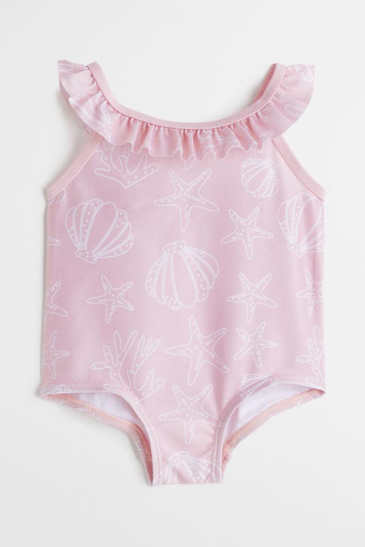 H & M - Ruffle-trimmed Swimsuit - Orange