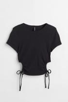 H & M - Ribbed Cut-out Top - Black