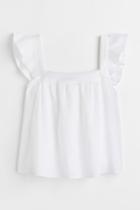 H & M - Flounce-trimmed Top - White