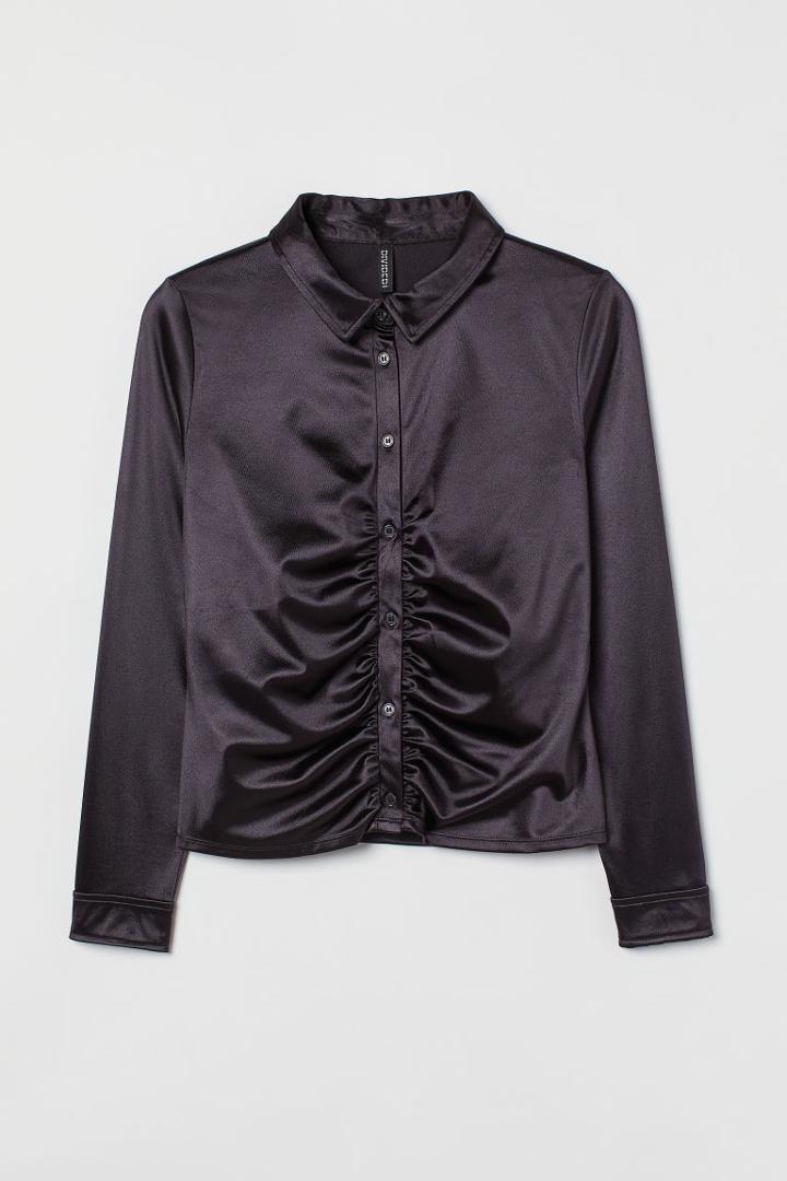 H & M - H & M+ Gathered Blouse - Black