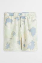 H & M - Relaxed Fit Patterned Linen Shorts - Blue