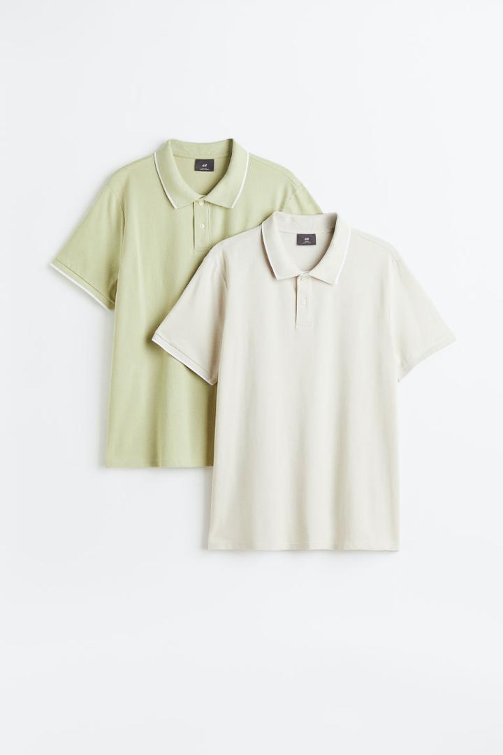 H & M - 2-pack Slim Fit Polo Shirts - Brown