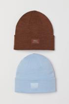 H & M - 2-pack Rib-knit Hats - Blue