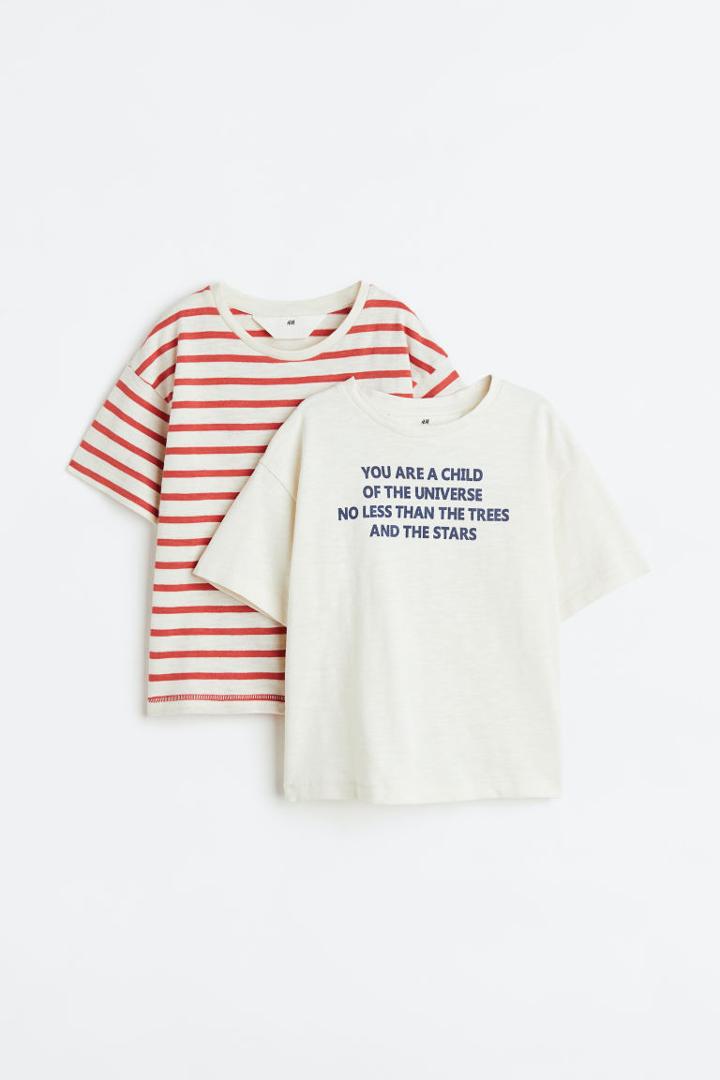 H & M - 2-pack Oversized T-shirts - White