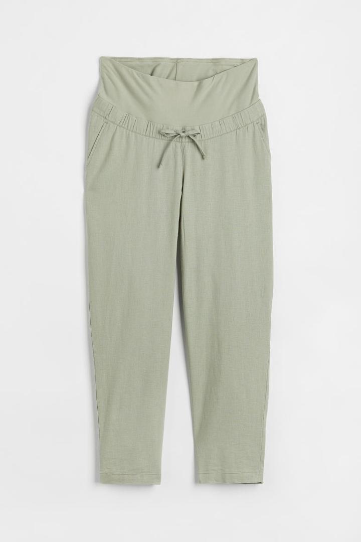 H & M - Mama Linen-blend Pants - Green