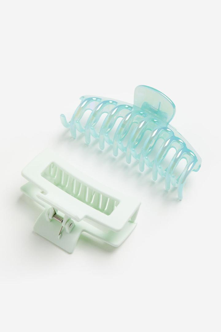 H & M - 2-pack Hair Claws - Green