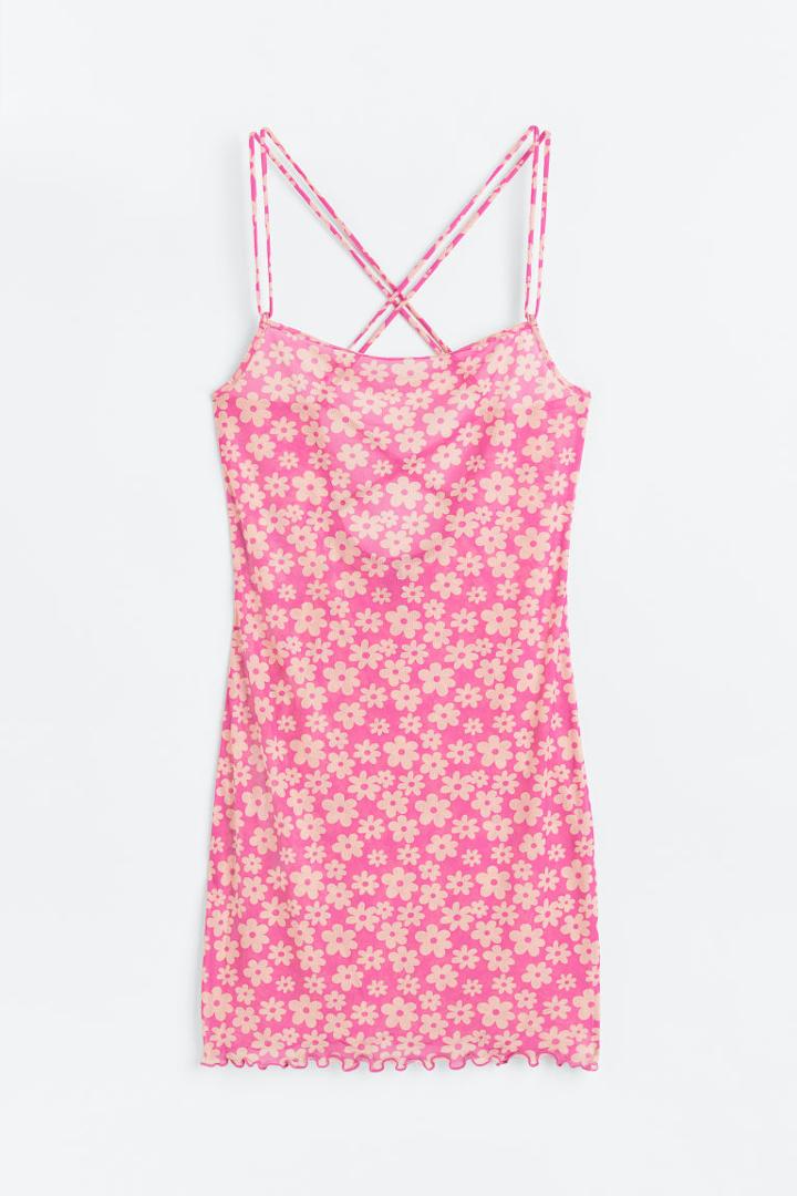 H & M - Open-backed Mesh Dress - Pink