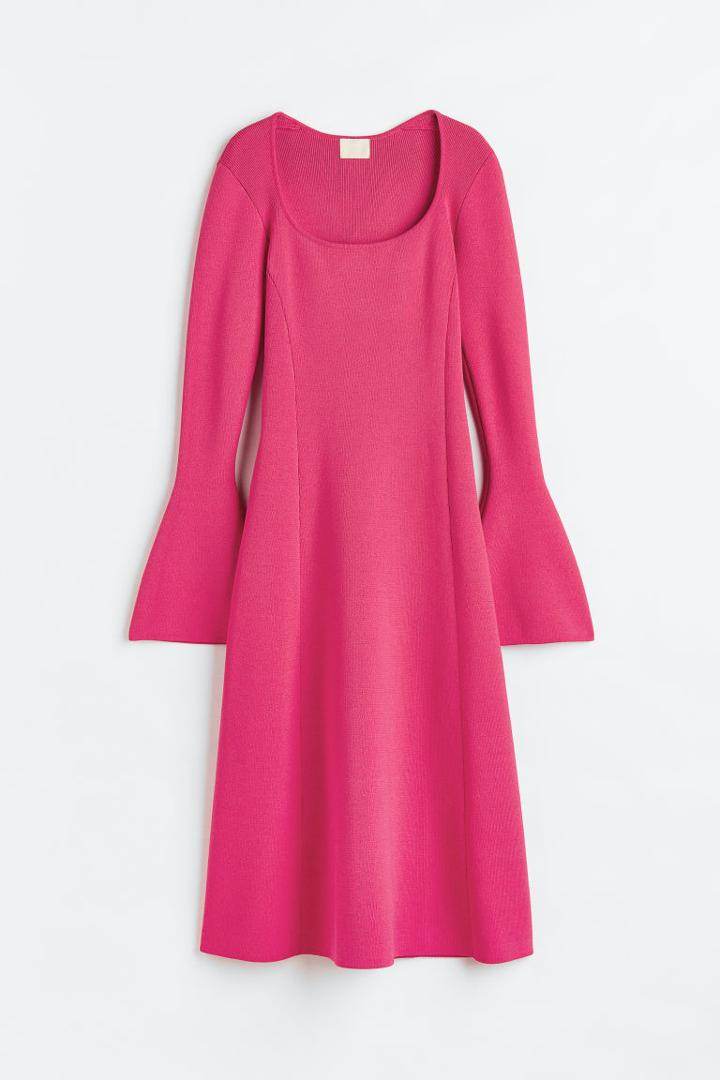 H & M - Fine-knit Dress - Pink