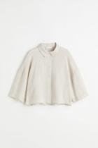 H & M - Linen Crop Shirt - Beige