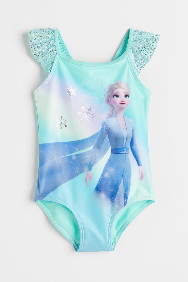 H & M - Printed Swimsuit - Turquoise