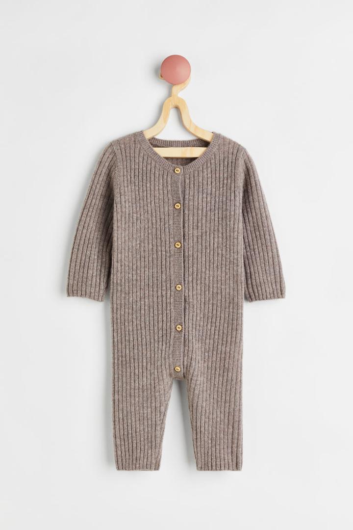 H & M - Rib-knit Cashmere Jumpsuit - Brown