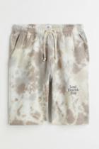 H & M - Relaxed Fit Patterned Cotton Shorts - Beige