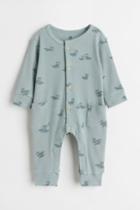 H & M - Ribbed Cotton Jumpsuit - Turquoise
