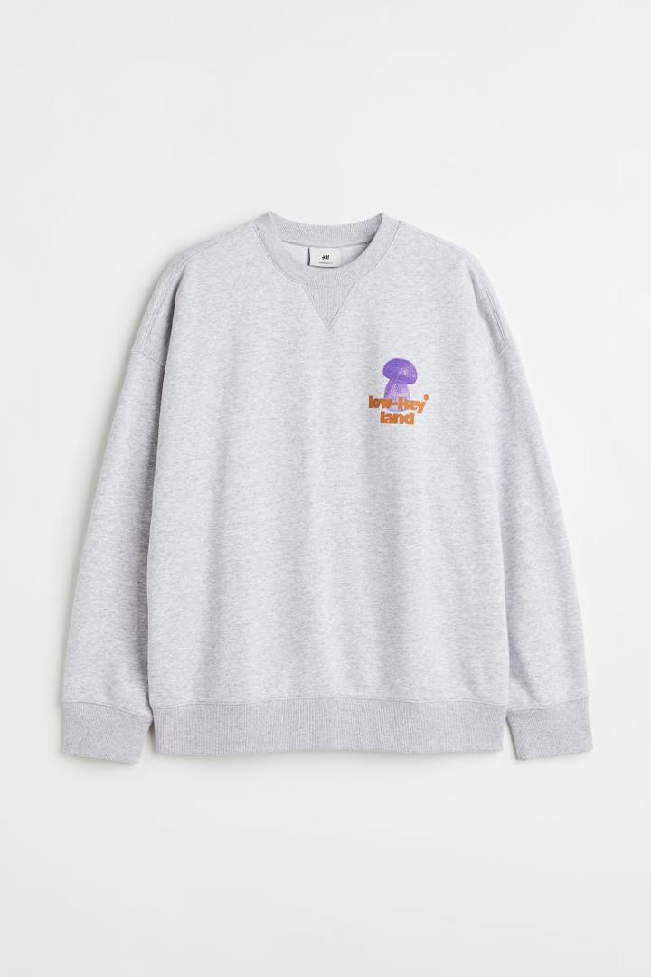 H & M - Oversized Cotton Sweatshirt - Gray