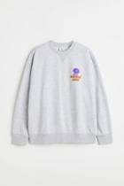 H & M - Oversized Cotton Sweatshirt - Gray