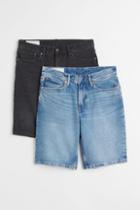 H & M - 2-pack Regular Denim Shorts - Blue