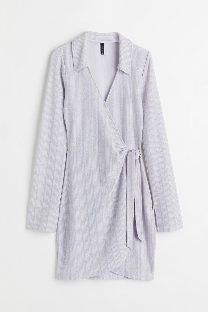 H & M - Wrap Dress With Collar - Purple