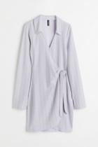H & M - Wrap Dress With Collar - Purple