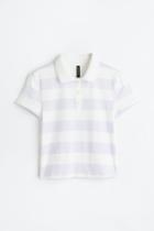 H & M - Short Cotton Polo Shirt - Purple