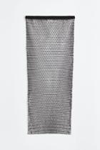 H & M - Rhinestone-embellished Fishnet Skirt - Black