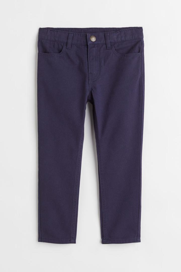 H & M - Slim Fit Twill Pants - Blue