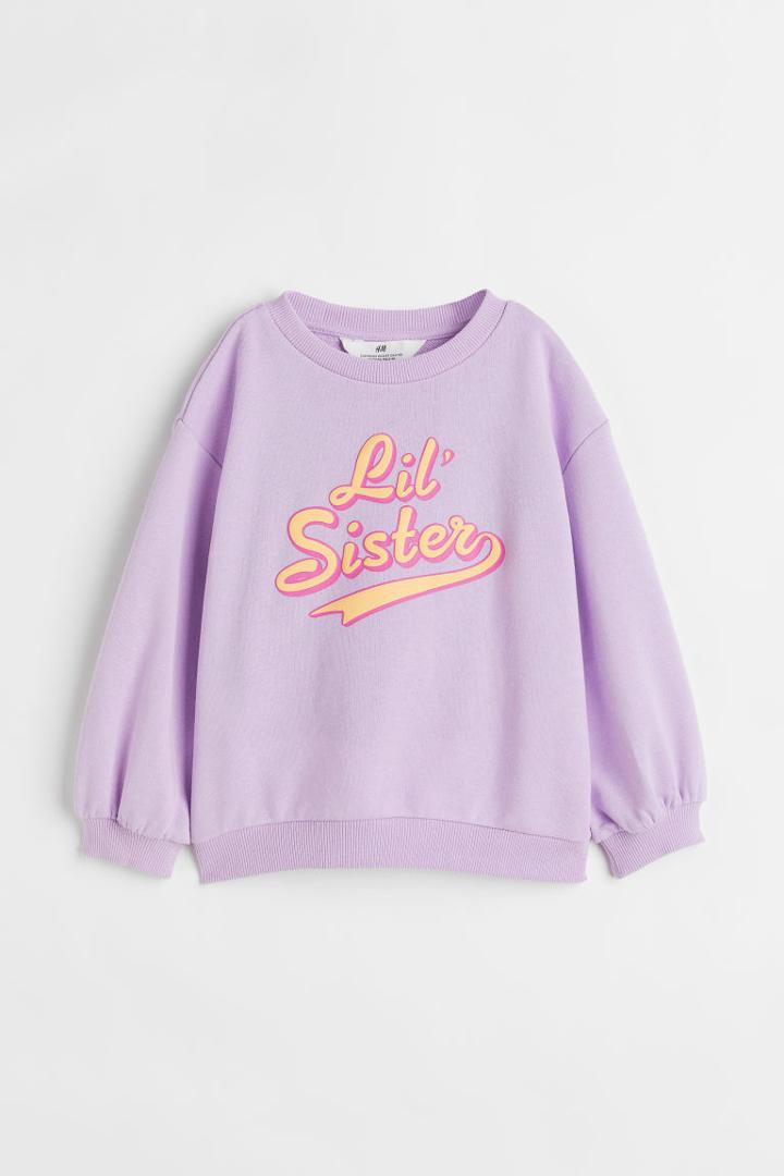 H & M - Printed Sibling Sweatshirt - Purple