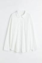 H & M - H & M+ Crinkled Cotton Shirt - White