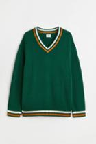H & M - Relaxed Fit Cotton Sweater - Green