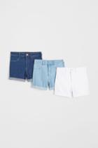 H & M - 3-pack Denim Shorts - Blue